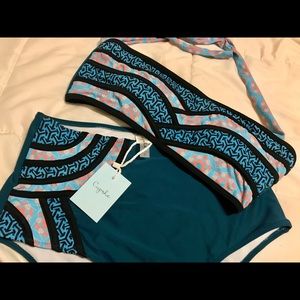 Cupshe seascape halter top bikini NWT Small